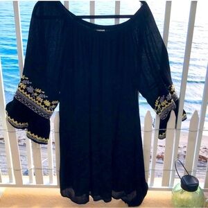 MAX STUDIO Embroidered Black Women's dress